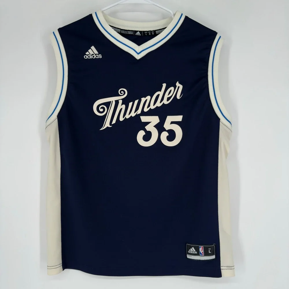 Adidas Oklahoma City Thunder Kevin Durant 35 Youth Jersey Blue 2015 Christmas L